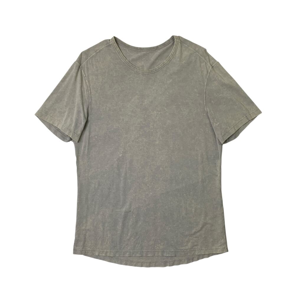 Lululemon Shirt Mens L Large Pewter Crew Neck Curved Hem Drop Cut Short Sleeve